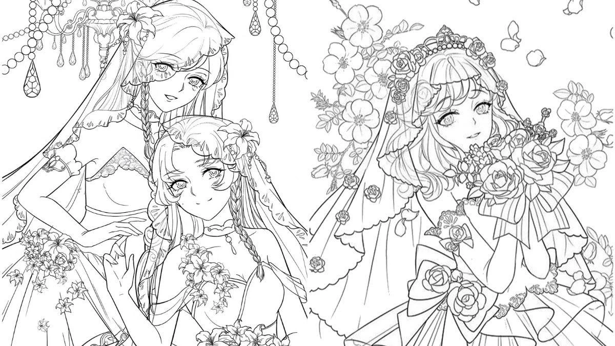 Tranh tô màu công chúa anime cực đẹp