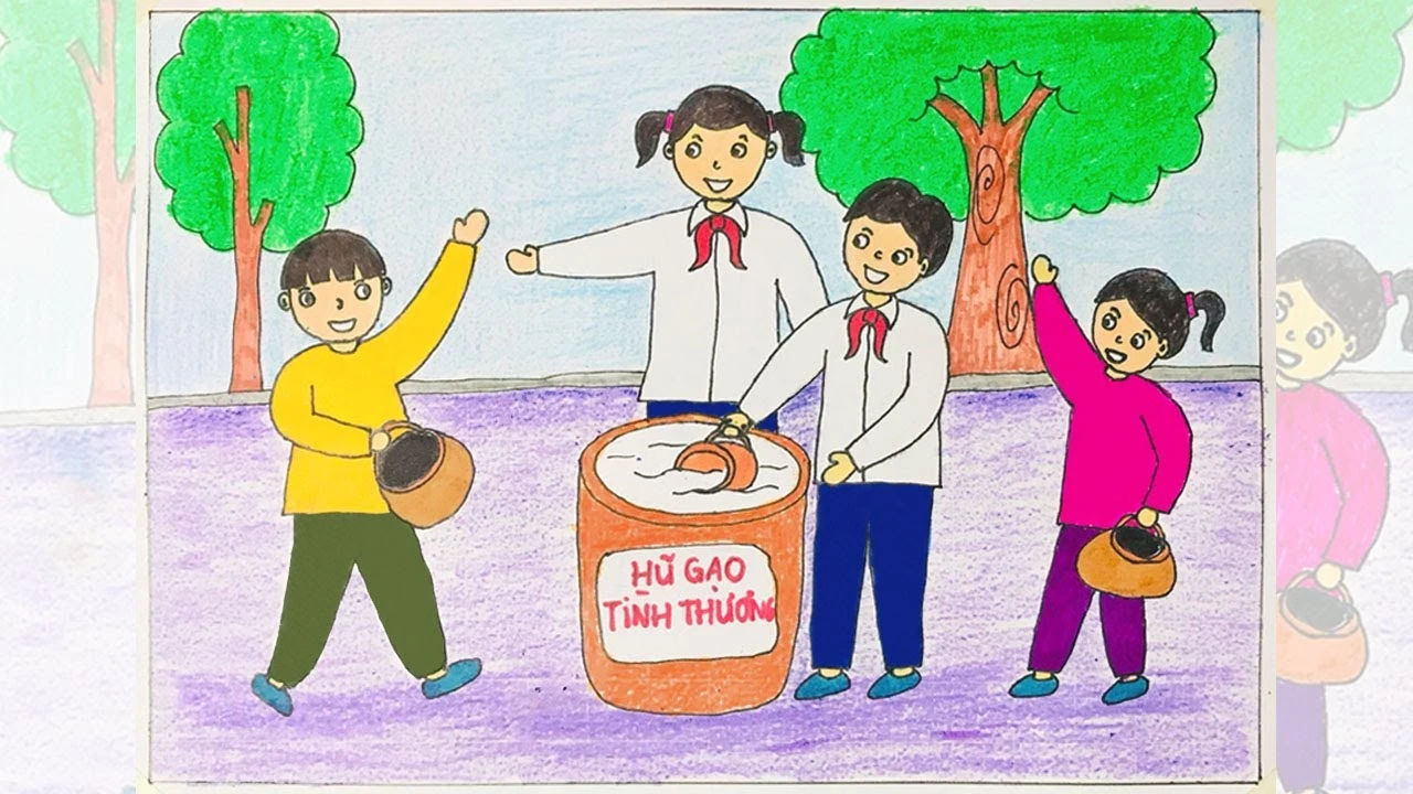 Bức tranh vẽ về tình yêu thương