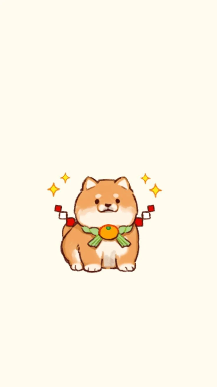 Chó Shiba chibi với biểu cảm đáng yêu