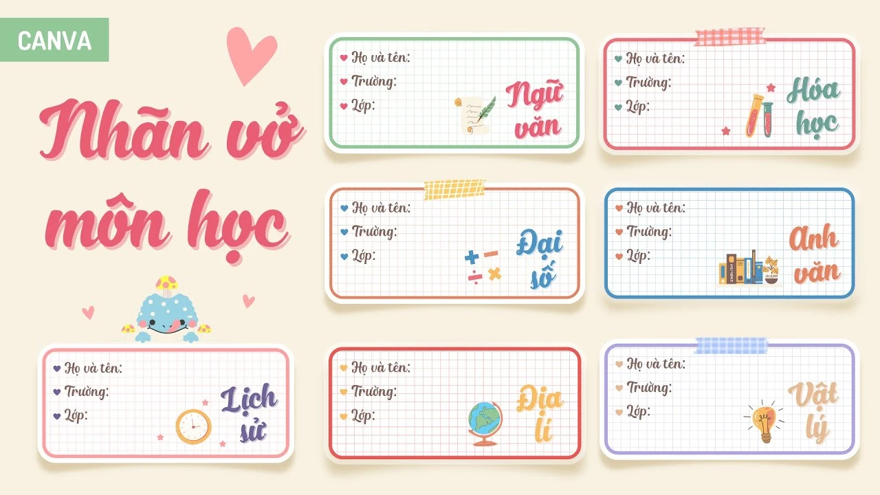 Thiết Kế Nhãn Vở Trên Canva
