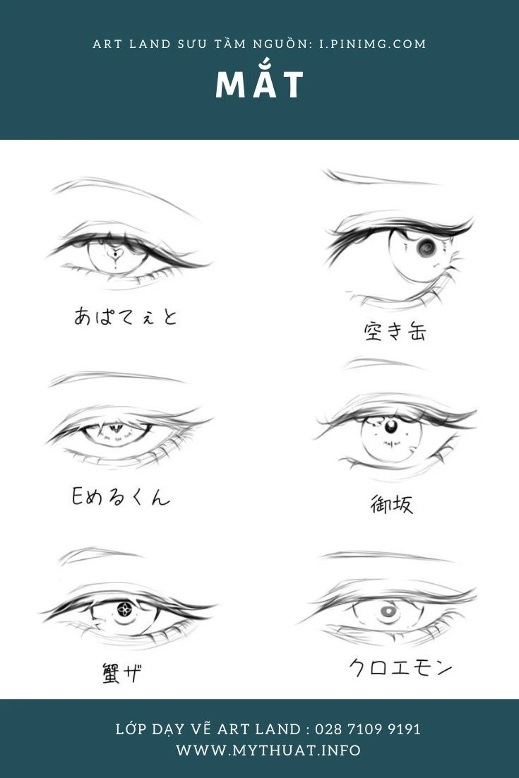 Mắt anime đa dạng màu sắc