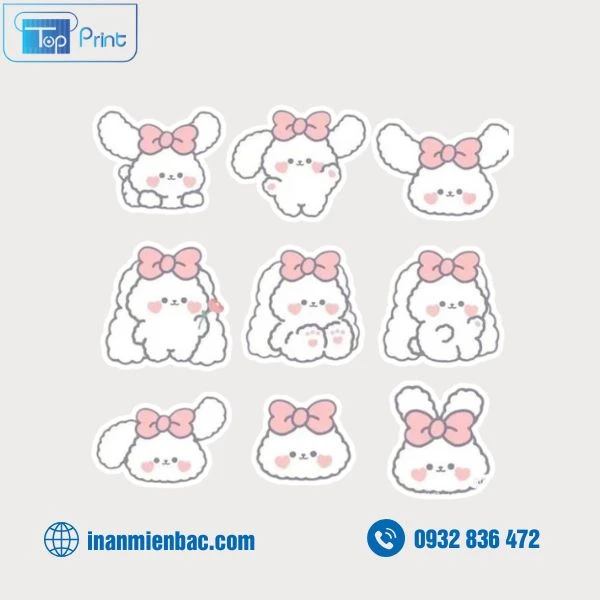 Bộ sticker thỏ trắng