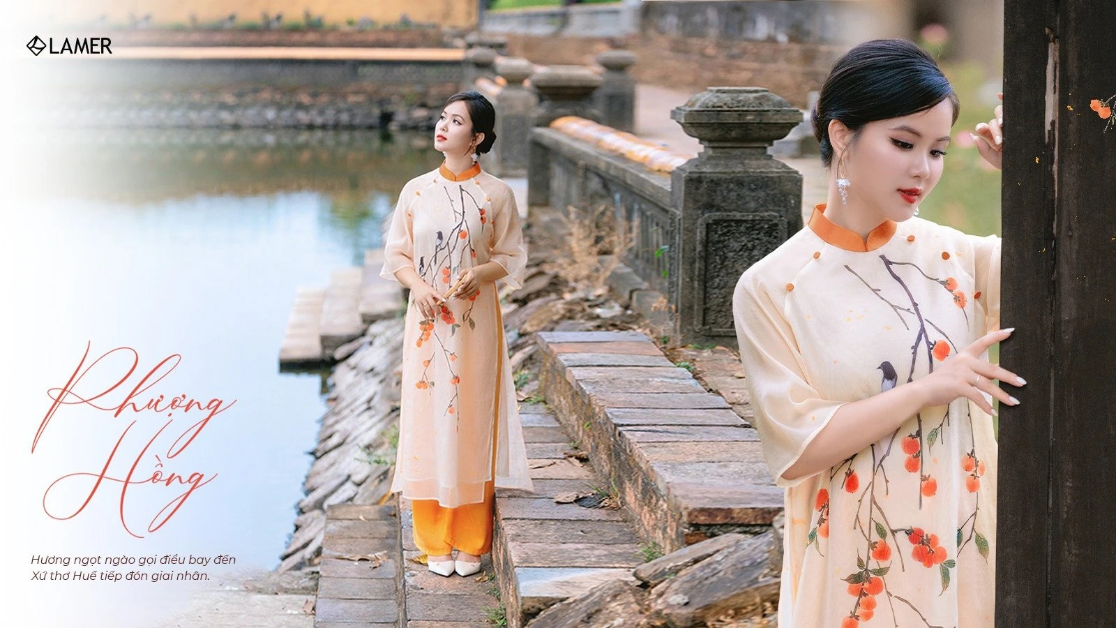Tư thế nghiêng người với áo dài
