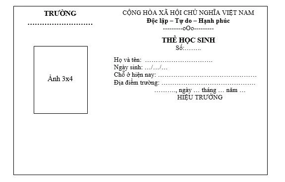 Mẫu thẻ học sinh 1