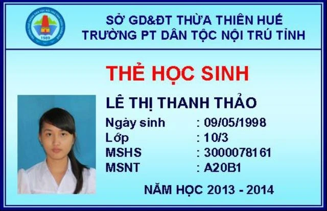 Mẫu thẻ học sinh 3
