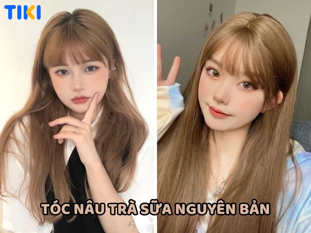 Tóc dài xoăn lơi màu nâu trà sữa