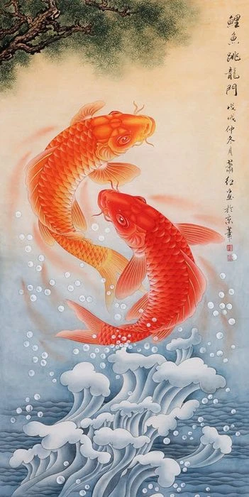 Hình nền phong cảnh cá chép