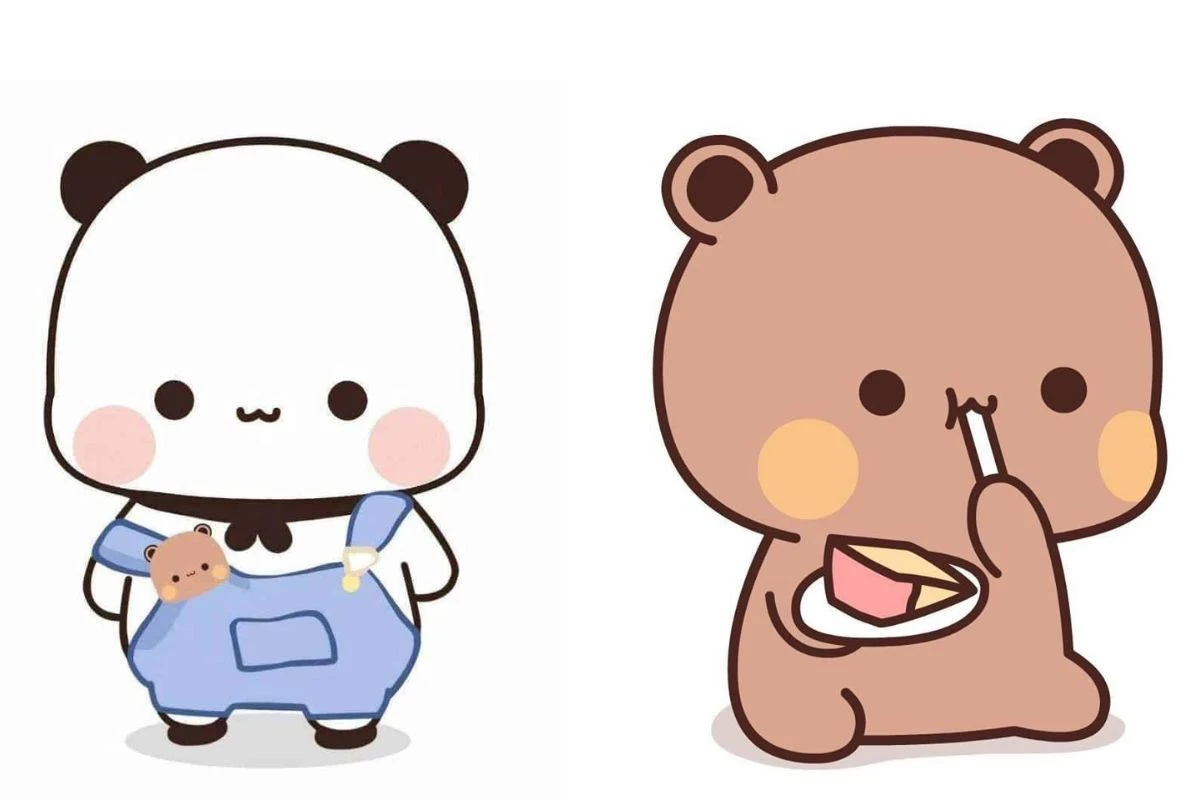 Gấu chibi trong không gian dễ thương