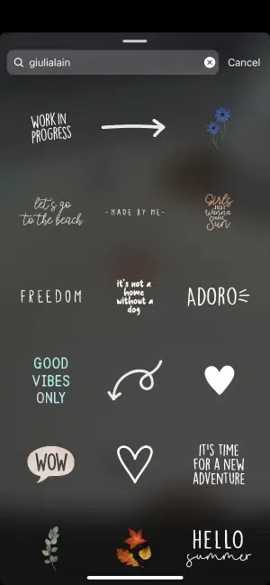 Sticker đáng yêu trên Instagram