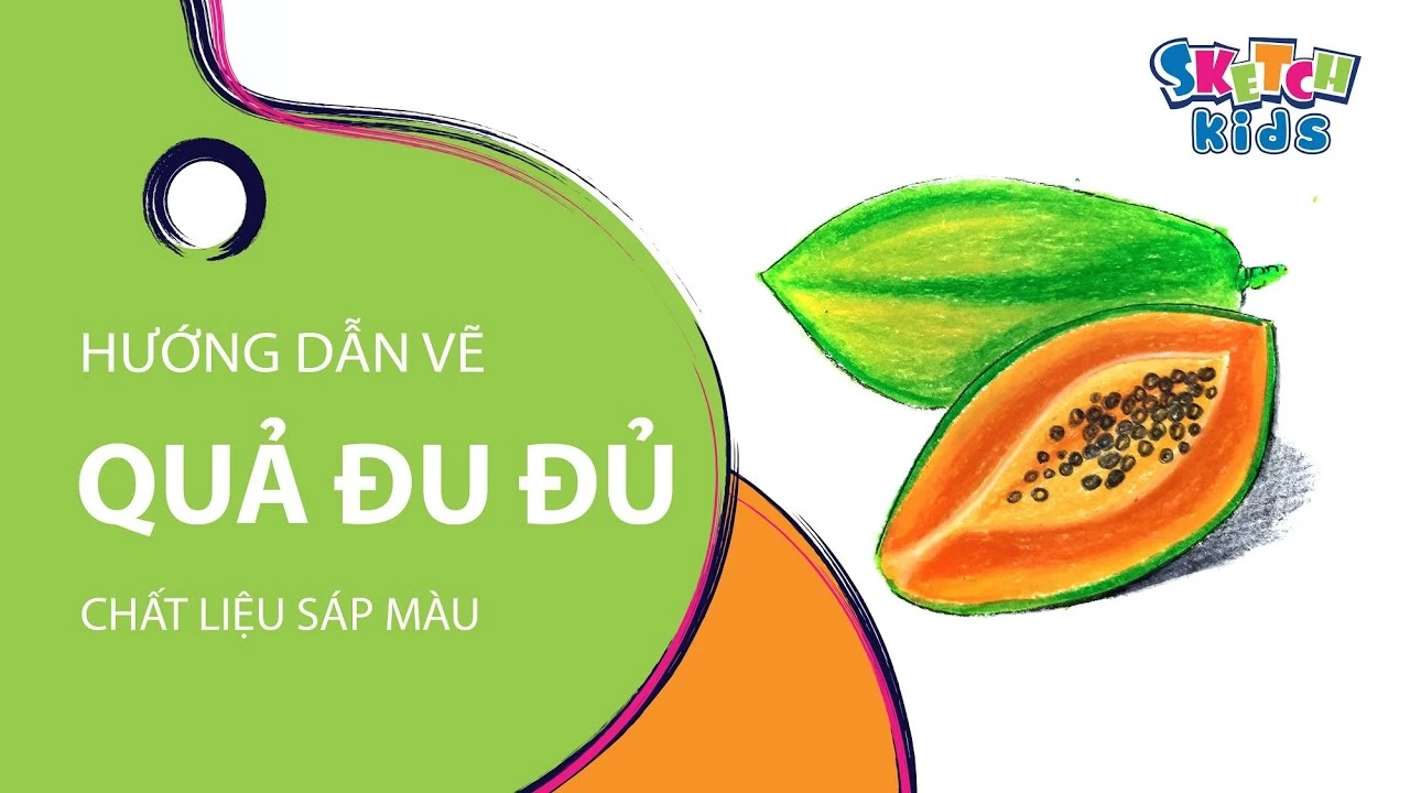 Hình ảnh tô màu quả đu đủ đầy màu sắc