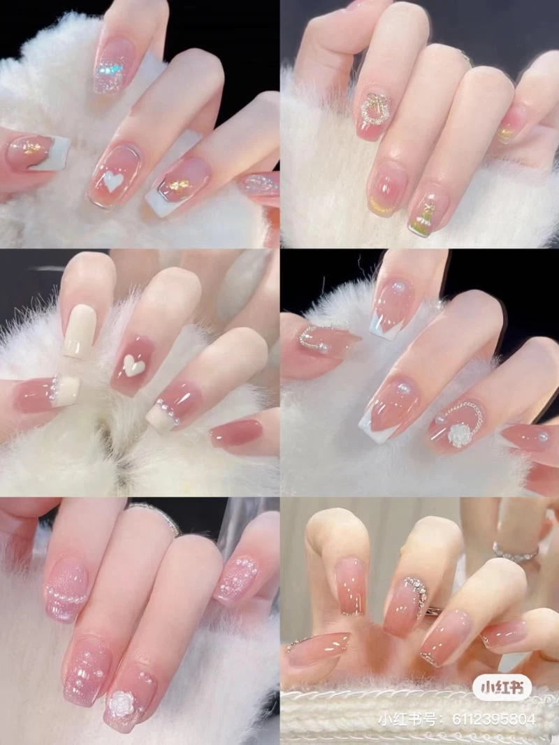 Mẫu nail hồng pastel xinh