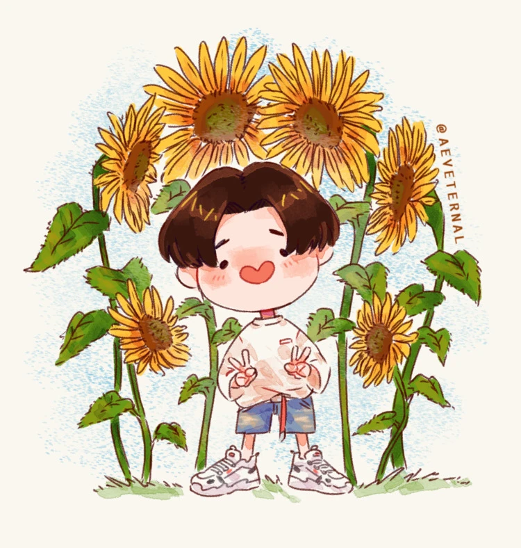 Hoa hướng dương vẽ chibi 3