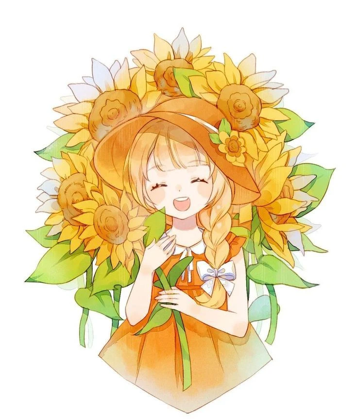 Hoa hướng dương vẽ chibi 5