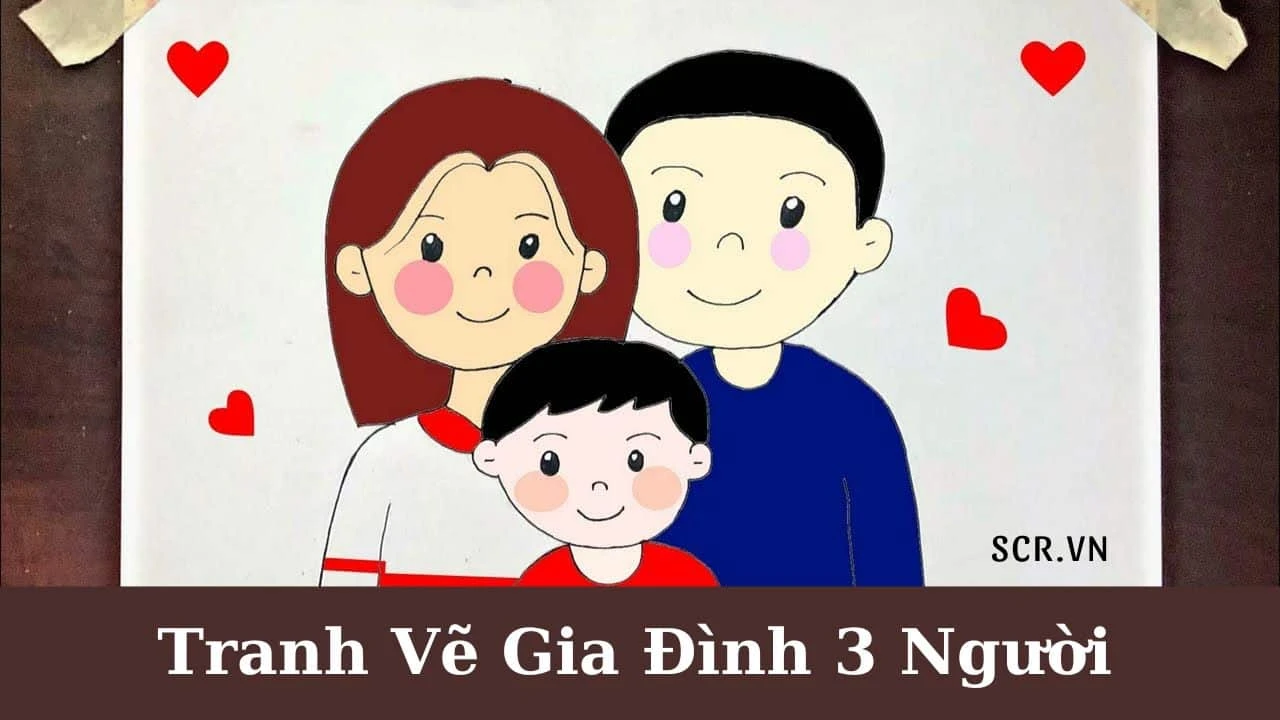 Tranh vẽ gia đình ba người