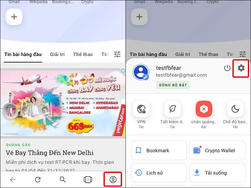 Trình duyệt Opera với VPN