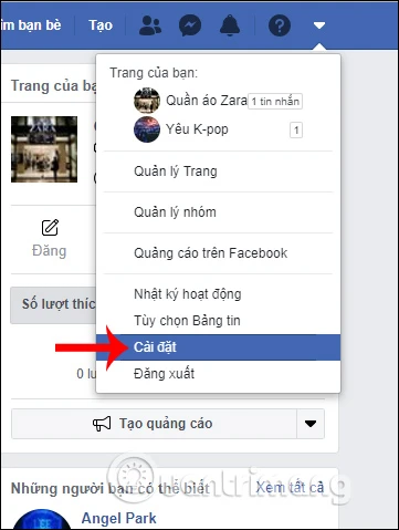 Cài đặt tài khoản Facebook