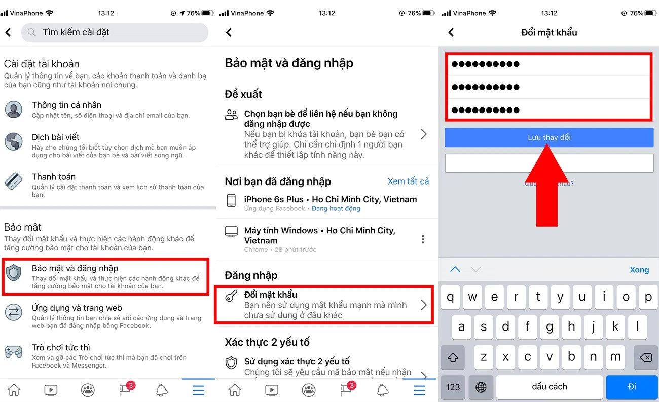 Thay đổi mật khẩu Facebook