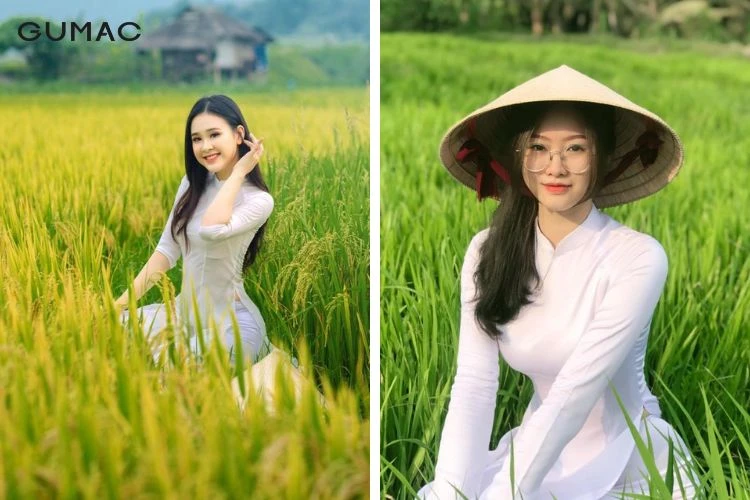 Trang phục đẹp ở cánh đồng lúa