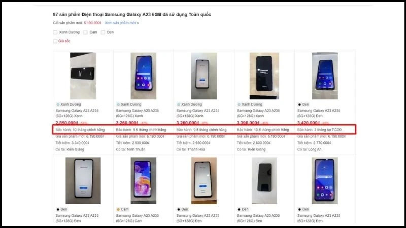 Bảng giá điện thoại Samsung