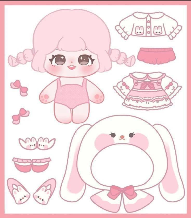 Hình dán búp bê giấy dễ thương