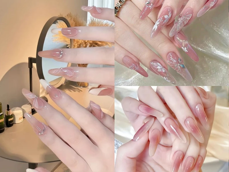 Móng tay màu hồng nhạt
