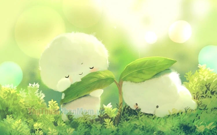 Hình nền màu xanh lá cây dễ thương