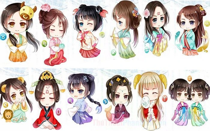 Chibi cổ trang 12 cung hoàng đạo