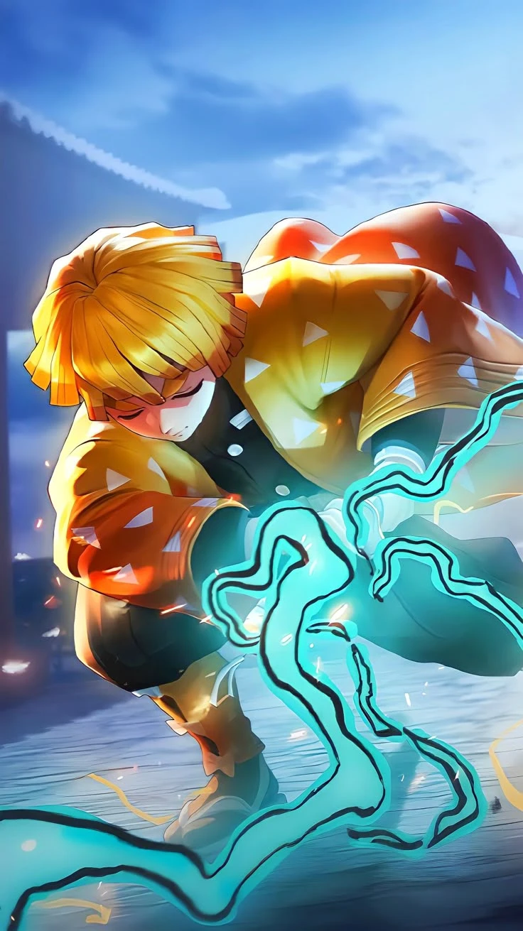 Hình ảnh anime nhân vật với nền sấm chớp