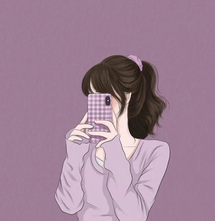 Hình ảnh đại diện dễ thương cầm điện thoại