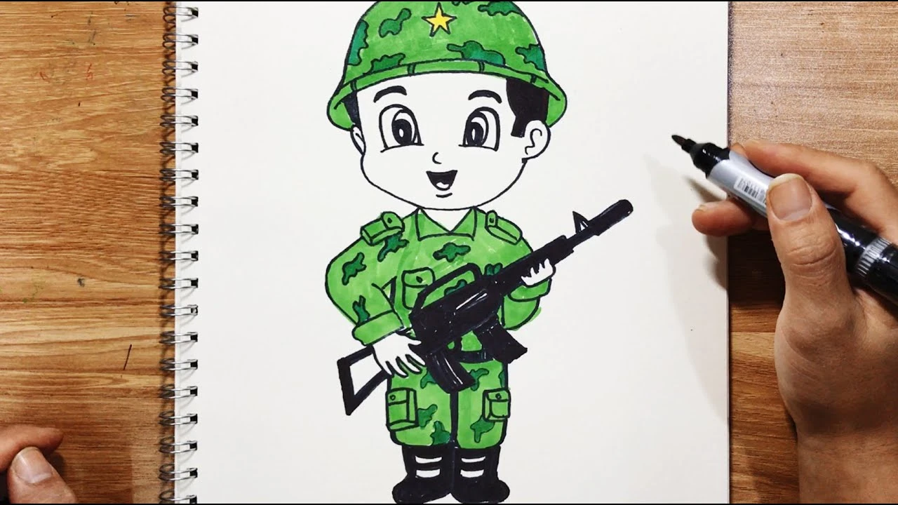 Chú bộ đội cầm súng