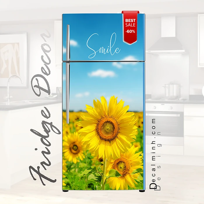 Miếng dán tủ lạnh hoa hướng dương