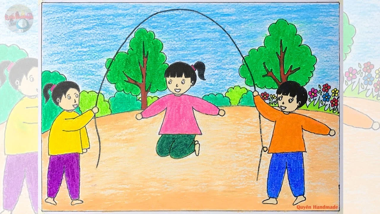 Một nhóm trẻ em nhảy dây
