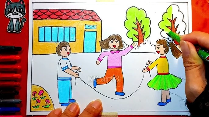 Trẻ em đang nhảy dây trong công viên