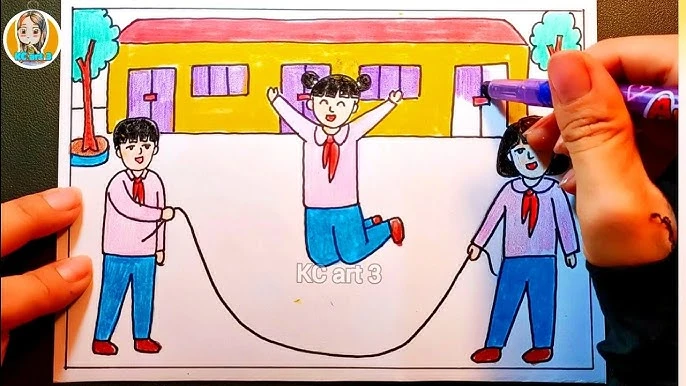 Các em nhỏ nhảy dây cùng nhau