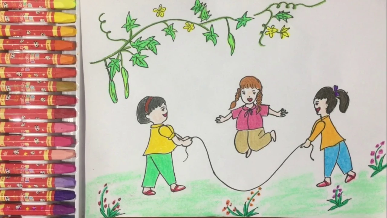 Những bức tranh về trẻ em nhảy dây