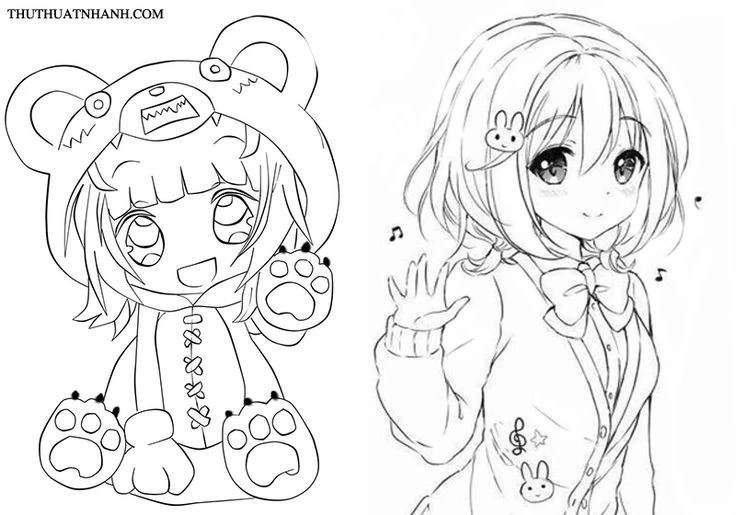Tranh tô màu chibi cute
