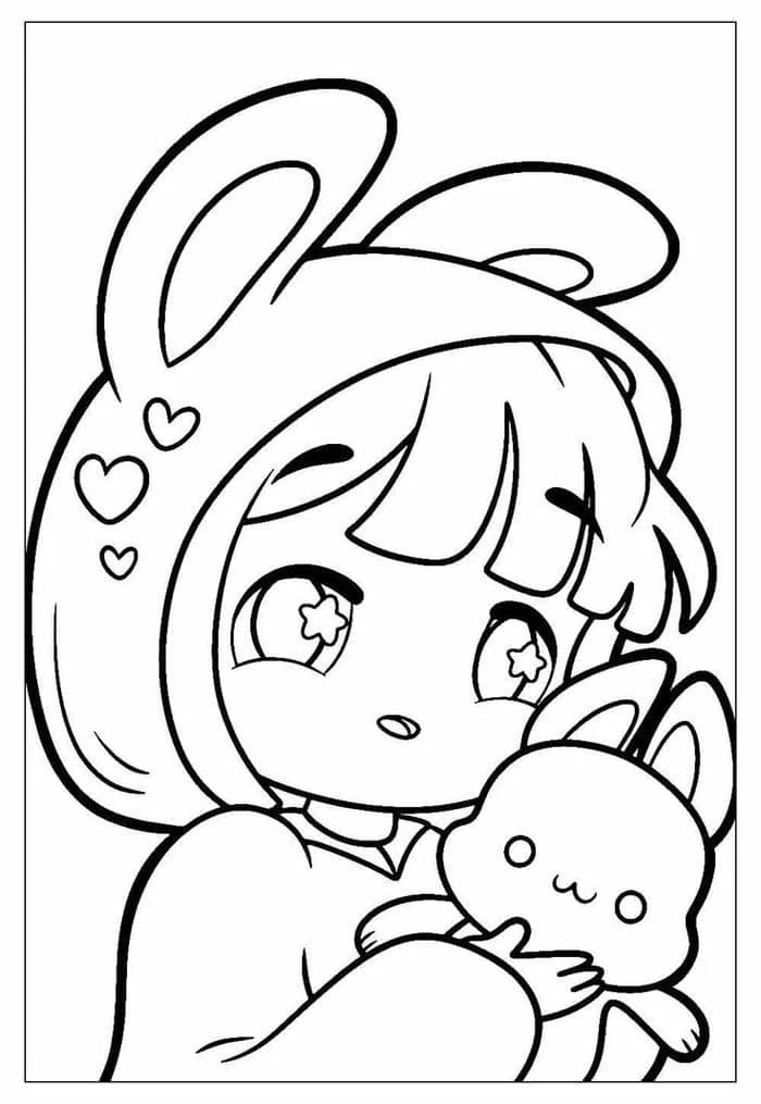 Tranh tô màu anime nữ cute