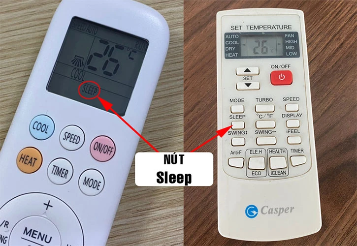 Nút Sleep trên điều khiển điều hòa