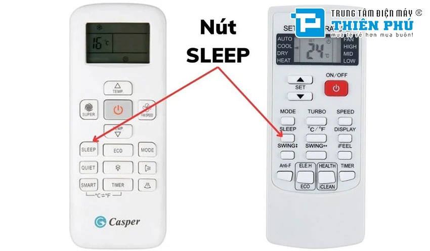 Nút Sleep trên điều hòa Casper