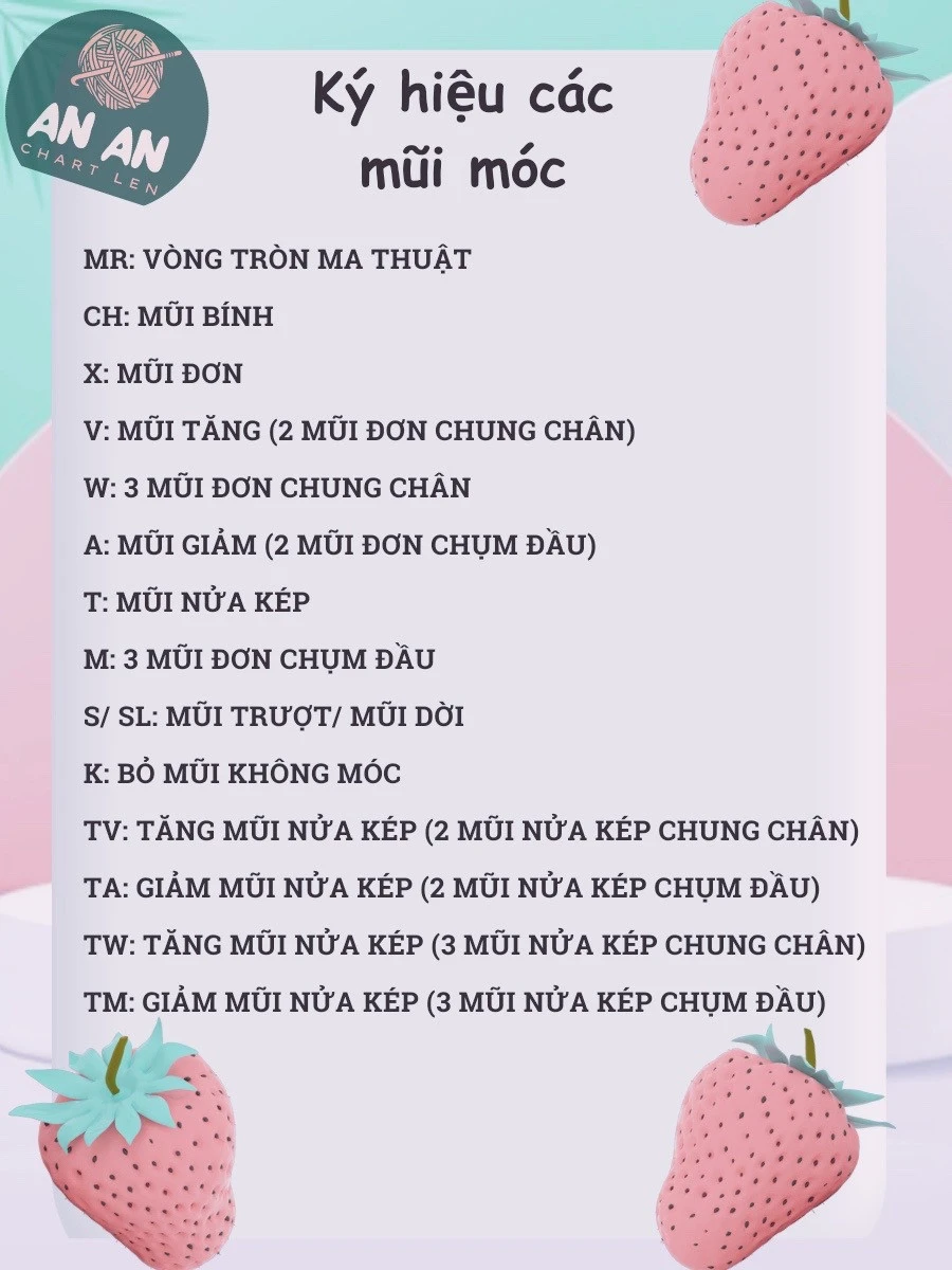 Một số ký hiệu cơ bản trong móc len bạn cần biết