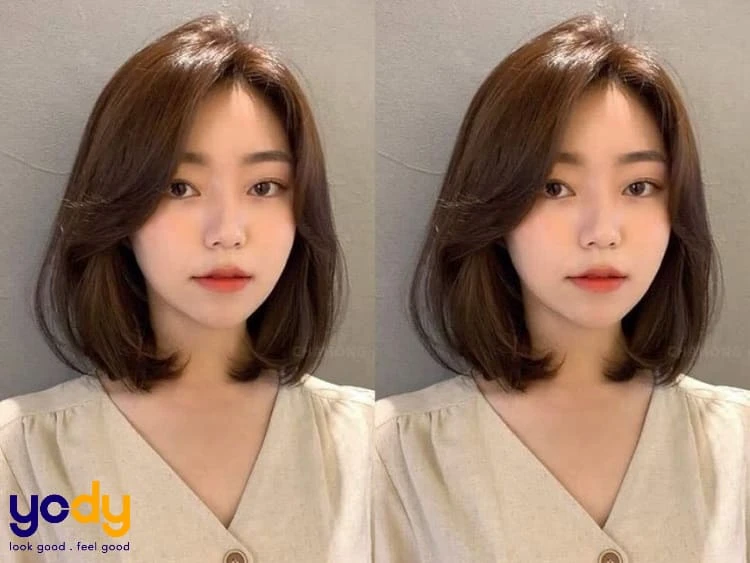 Tóc bob layer cho mặt trái xoan
