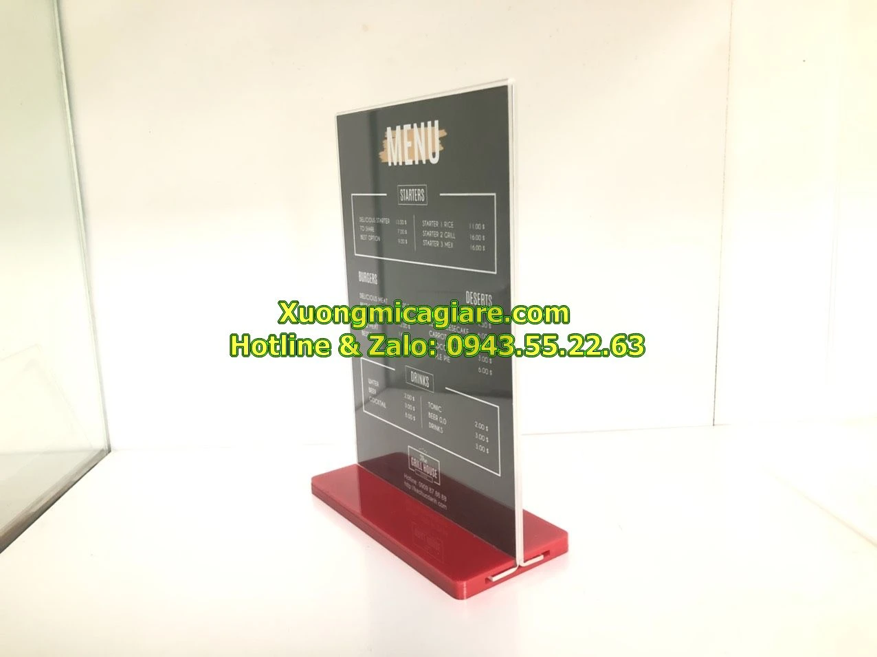 Standee Mica Để Bàn