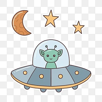 Cute Alien Riding UFO
