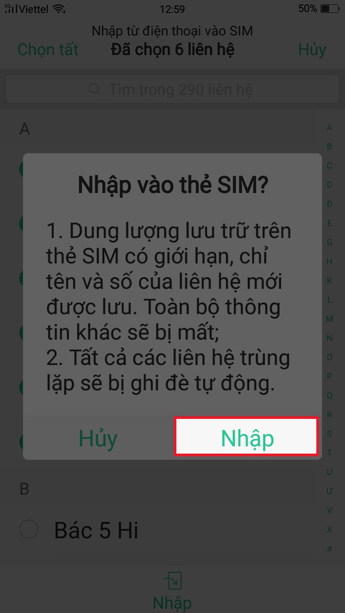 Cách sao chép danh bạ từ máy sang SIM trên điện thoại Android