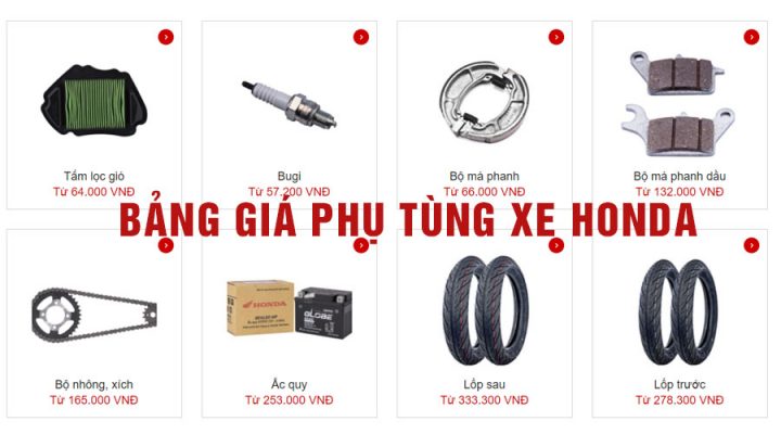 Bảng giá phụ tùng Honda mới nhất 2022 - Phụ tùng xe Honda