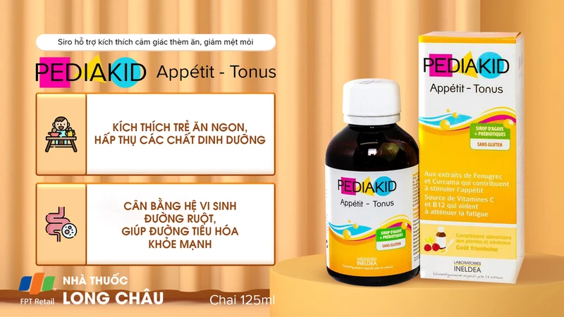 Siro Pediakid Appétit Tonus hỗ trợ kích thích cảm giác thèm ăn, giảm mệt mỏi (125ml)