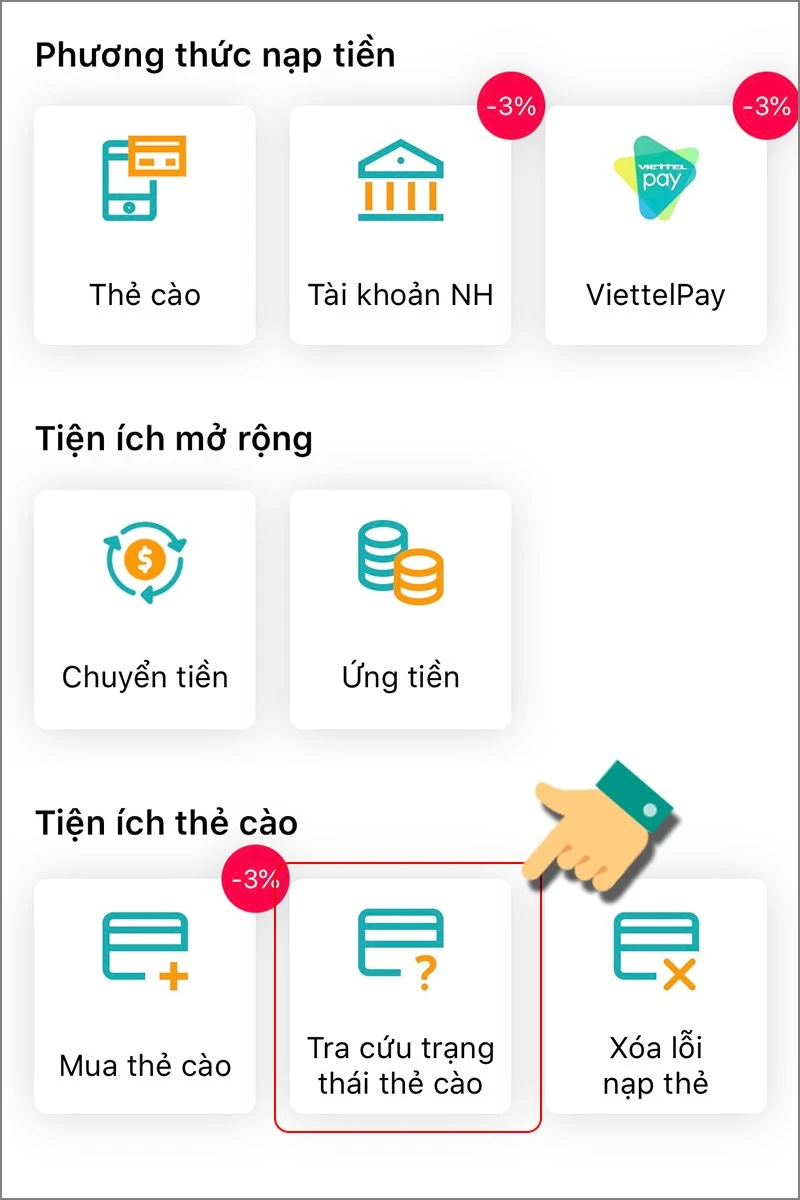 Cách kiểm tra thẻ cào đã được nạp hay chưa Viettel, Mobi, Vina, Vietnamobile