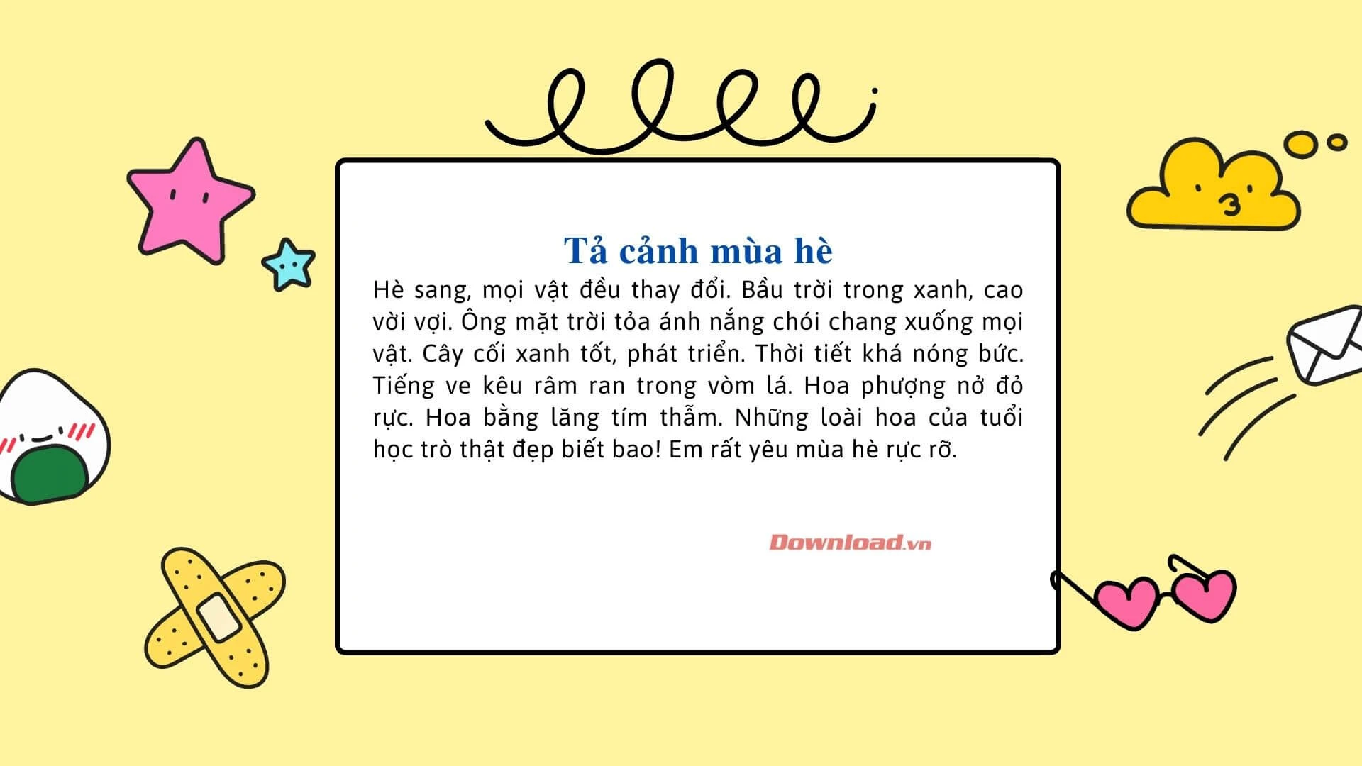 Tập làm văn lớp 2: Tả cảnh mùa hè (28 mẫu) Những bài văn mẫu lớp 2 hay nhất