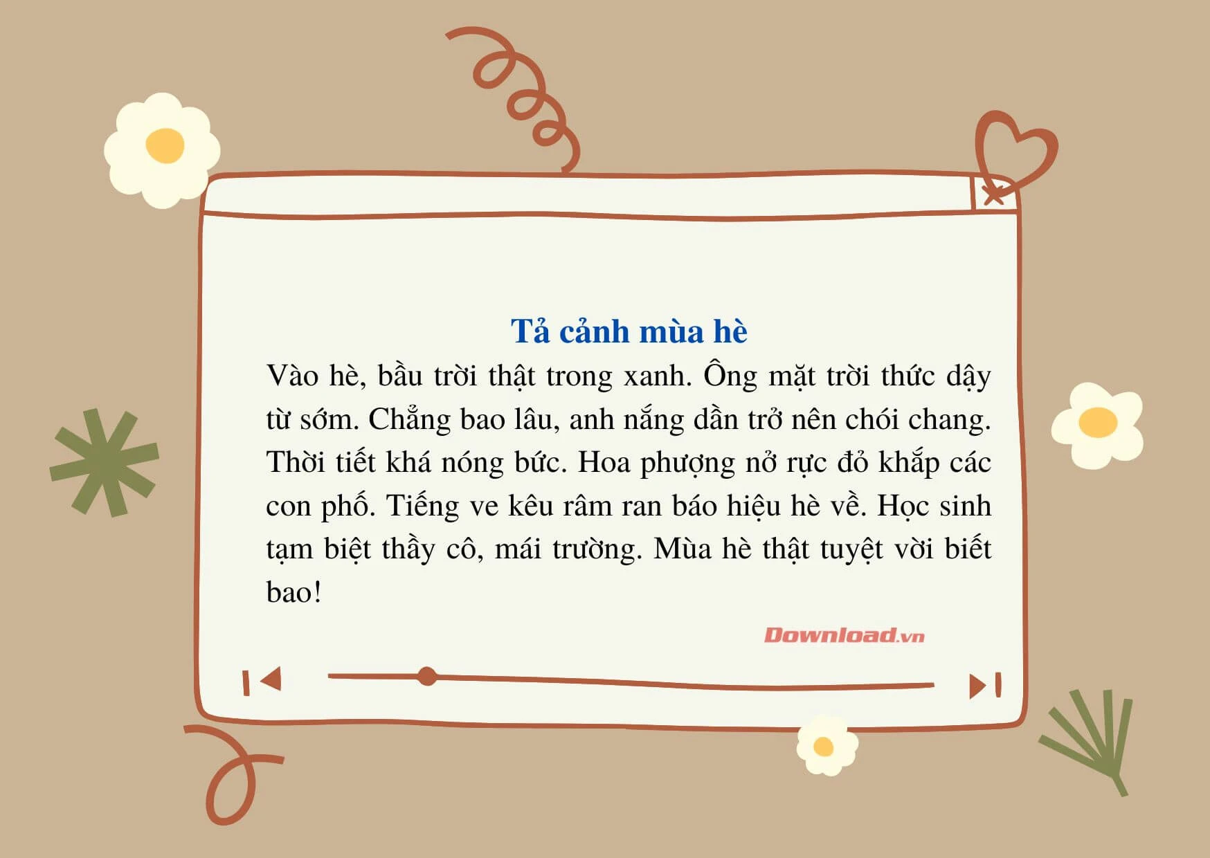 Tập làm văn lớp 2: Tả cảnh mùa hè (28 mẫu) Những bài văn mẫu lớp 2 hay nhất