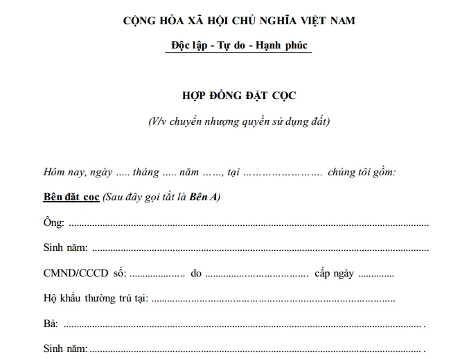 Năm 2024, hợp đồng đặt cọc mua đất cần lưu ý những gì?